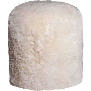 Homeroots White Short Hair Sheepskin Stump Pouf