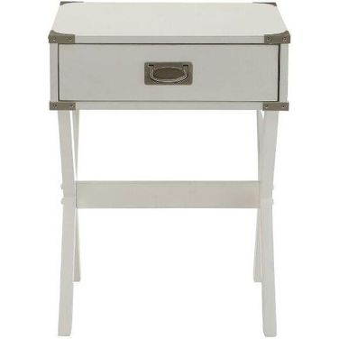 Homeroots White Solid Wood Leg End Table 286308