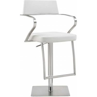Homeroots White Stainless Steel Bar Stool 370618