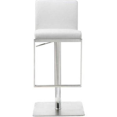 Homeroots White Stainless Steel Bar Stool 370620