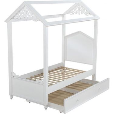 Homeroots White Wood Twin Bed