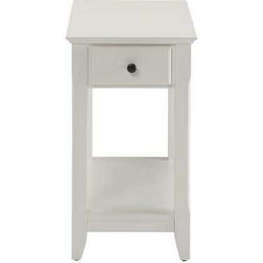 Homeroots White Wood Veneer Side Table 286317