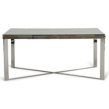 Homeroots Wood Steel And Glass Dining Table