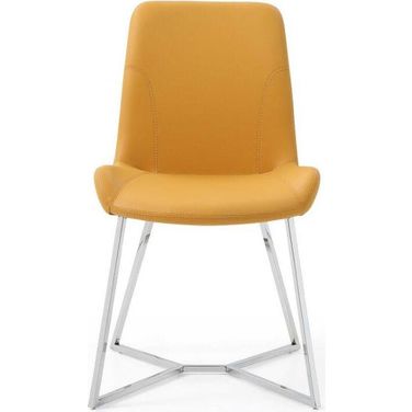 Homeroots Yellow Faux Leather And Metal Dining Chair