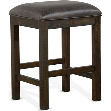 Homestead 24 Inch Stool With Cushion Sea In Dark Brown