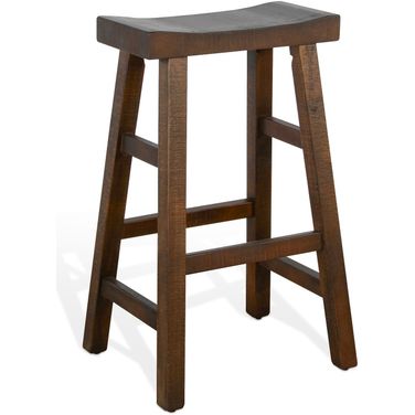 Homestead Saddle Seat Barstool with Wood Seat Set of 2 In Tobacco