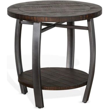 Homestead 24 Inch Mahogany Wood and Metal End Table In Dark Brown