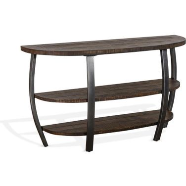 Homestead 52 Inch Mahogany Wood and Metal Sofa Table In Dark Brown
