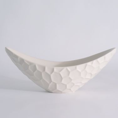 Honeycomb Long Bowl In Matte White