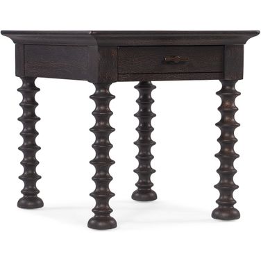 Hooker Furniture Big Sky Turned Leg End Table In Charred Timber