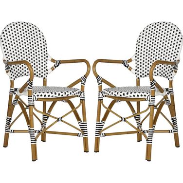 Hooper Black and White Indoor/Outdoor Stacking Armchair Set of 2 FOX5209E