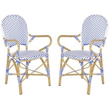 Hooper Blue and White Indoor/Outdoor Stacking Armchair Set of 2 FOX5209A
