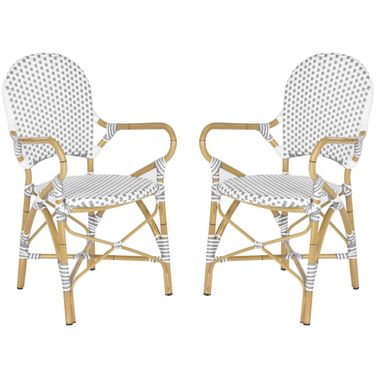 Hooper Grey and White Indoor/Outdoor Stacking Armchair Set of 2 FOX5209B