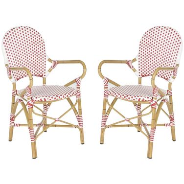 Hooper Red and White Indoor/Outdoor Stacking Armchair Set of 2 FOX5209C