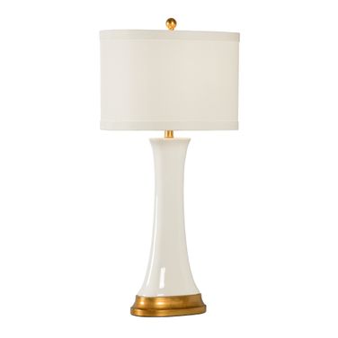Hopper Lamp In White and Cream