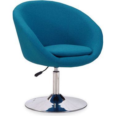 Hopper Swivel Adjustable Height Chair in Blue and Polished Chrome