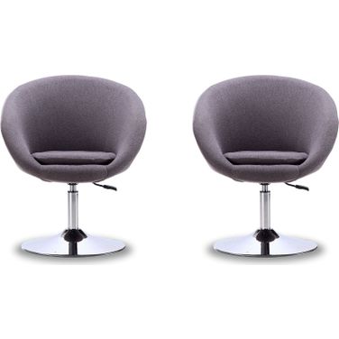Hopper Swivel Adjustable Height Chair in Grey and Polished Chrome (Set of 2)