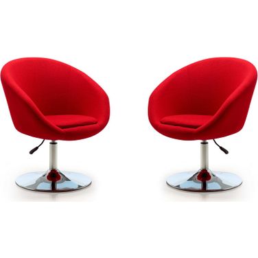 Hopper Swivel Adjustable Height Chair in Red and Polished Chrome (Set of 2)