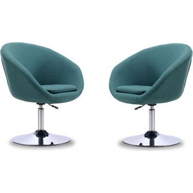 Hopper Swivel Adjustable Height Chair in Sky Blue and Polished Chrome (Set of 2)