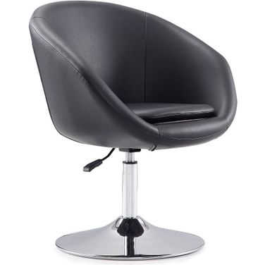 Hopper Swivel Adjustable Height Faux Leather Chair in Black and Polished Chrome