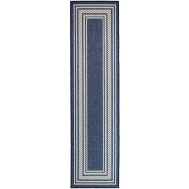 Horizon 2'2" x 8' Indoor Outdoor Modern Rug In Navy