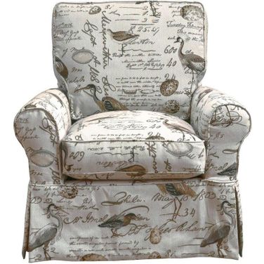 Horizon Bird Script Slipcovered Swivel Rocking Chair
