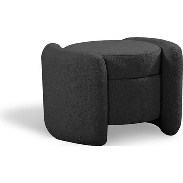 Horizon Boucle Fabric Ottoman In Black