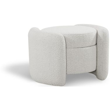 Horizon Boucle Fabric Ottoman In Cream