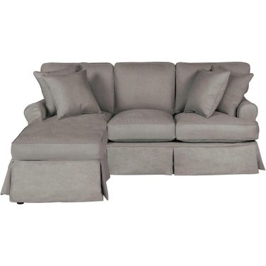 Horizon Gray Slipcovered Sleeper Sofa with Reversible Chaise