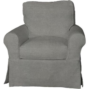 Horizon Gray Slipcovered Swivel Rocking Chair