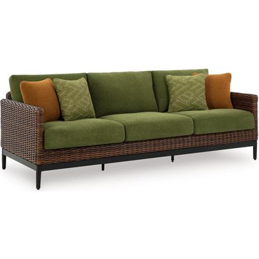 Horizon Hall Outdoor Sofa with Cushion In Brown and Green