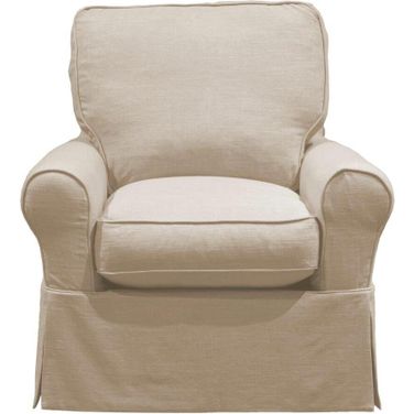 Horizon Linen Slipcovered Swivel Rocking Chair