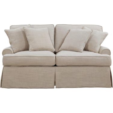 Horizon Linen T-Cushion Slipcovered Loveseat
