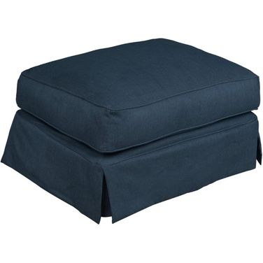 Horizon Navy Blue Slipcovered Ottoman