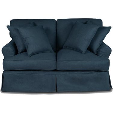 Horizon Navy Blue T-Cushion Slipcovered Loveseat