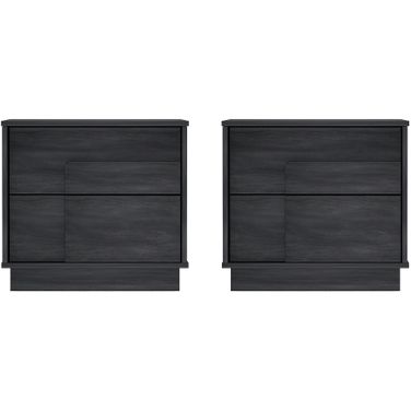 Horizon Nightstand Set of 2 In Charcoal Grey