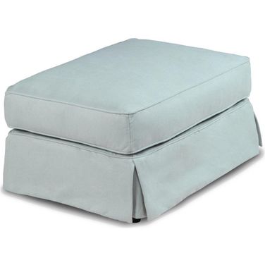 Horizon Ocean Blue Slipcovered Ottoman