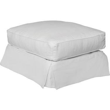 Horizon Warm White Slipcovered Ottoman