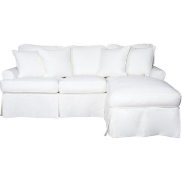 Horizon Warm White Slipcovered Sleeper Sofa with Reversible Chaise