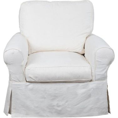 Horizon Warm White Slipcovered Swivel Rocking Chair