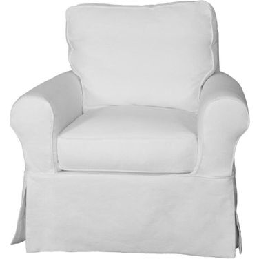 Horizon White Slipcovered Swivel Rocking Chair