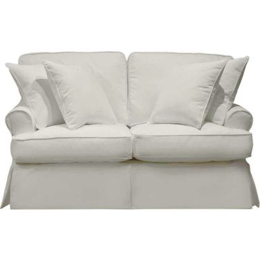 Horizon White T-Cushion Slipcovered Loveseat
