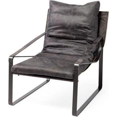 Hornet Ii Black Leather Body Metal Frame Accent Chair