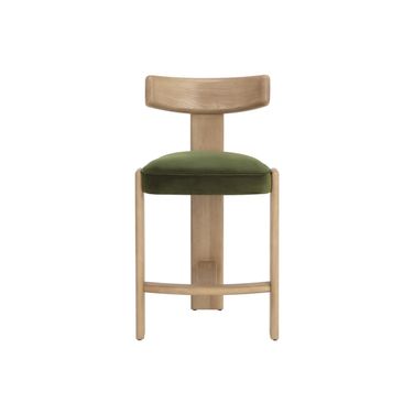 Horton Counter Stool In Rustic Oak and Forest Green