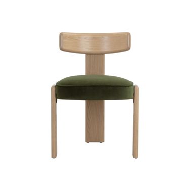 Horton Dining Chair Set of 2 In Rustic Oak and Forest Green