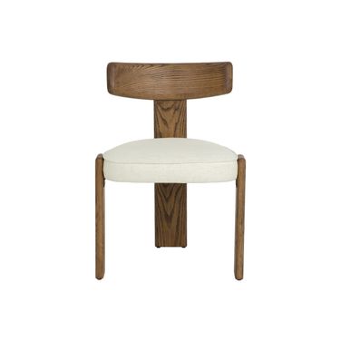 Horton Dining Chair Set of 2 In Warm Brown and Geralt Linen