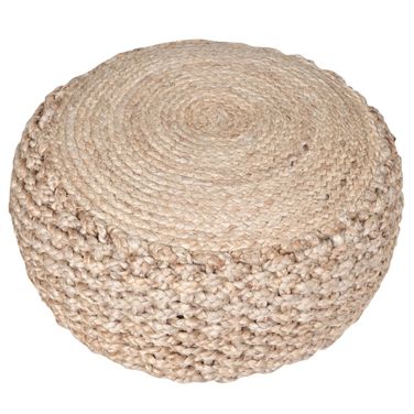 Horza Solid Braided All-Natural Jute Ottoman Pouf In Tan