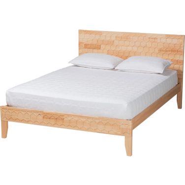 Hosea Carved Honeycomb King Platform Bed In Natural