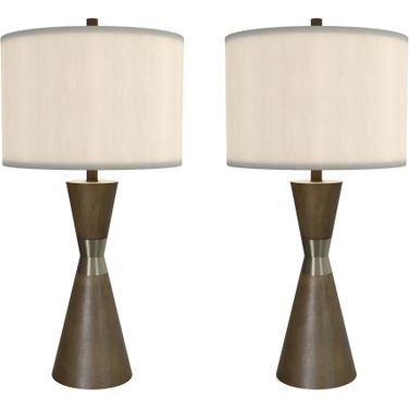 Hourglass 30.5 Inch Resin and Metal Table Lamps Set of 2 In Brown