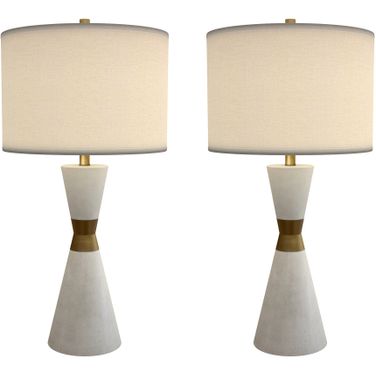 Hourglass 30.5 Inch Resin and Metal Table Lamps Set of 2 In White